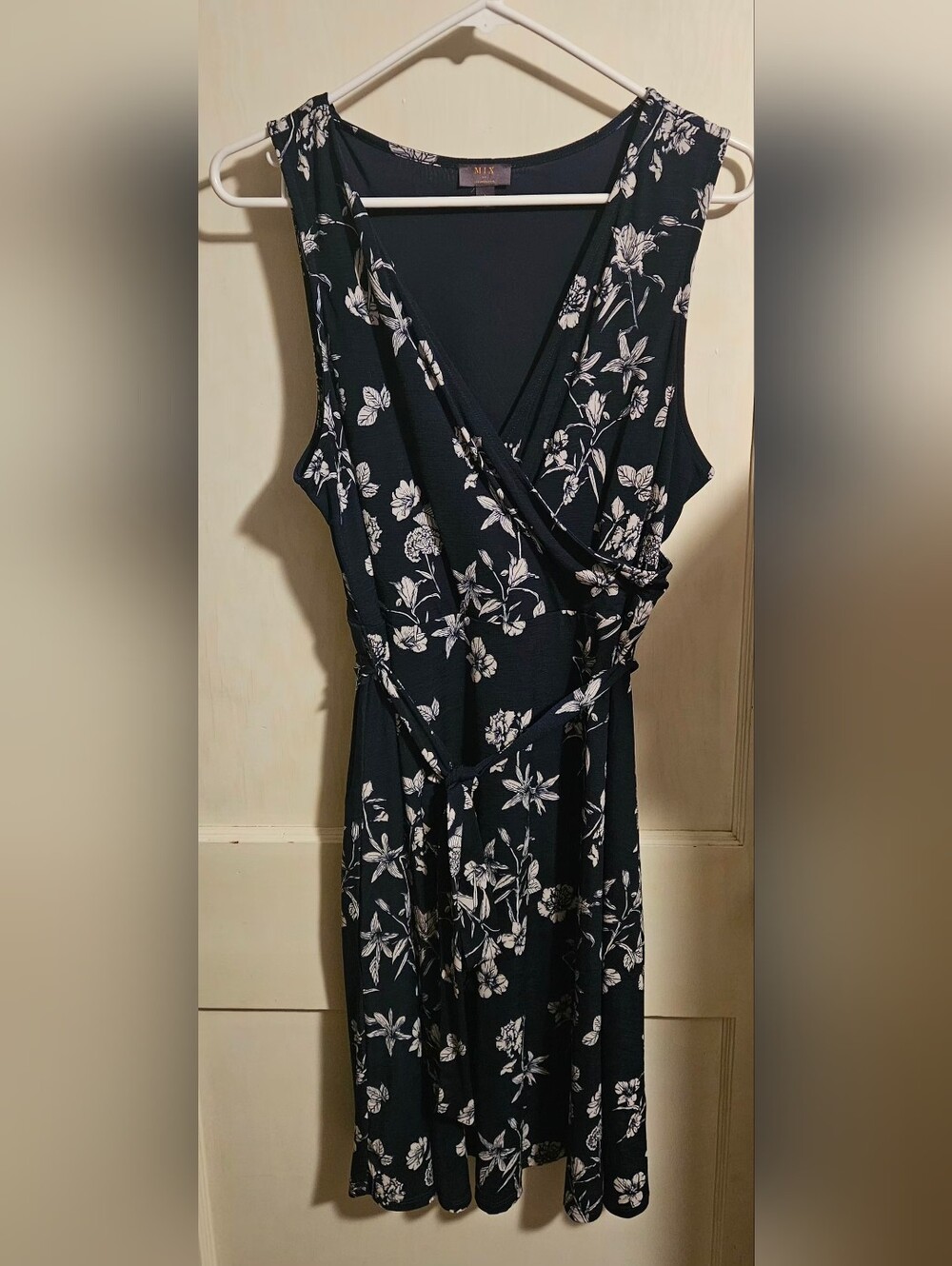 MIX By 41 Hawthorn Navy Floral Midi Dress with White Print